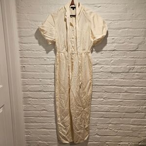 J.Crew Cream Short Puff Sleeve Long Pant Jumpsuit, Size 6